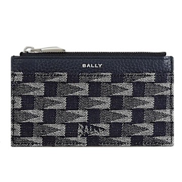 BALLY PNT 幾何LOGO印花拉鍊零錢包(午夜藍)