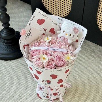 綠安禾🚚 【成品】HelloKitty永生花束凱蒂貓花束送女友閨蜜生日禮物紀念日