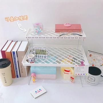 ins桌面增高架簡約折疊收納架寢室置物架雜物整理架子少女裝飾架