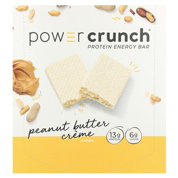 BNRG, Power Crunch®，蛋白質能量棒，花生醬奶油味，12 根，每根 1.4 盎司（40 克）