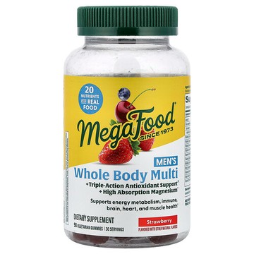 MegaFood, 男士全身多維軟糖，草莓味，90 粒素食軟糖
