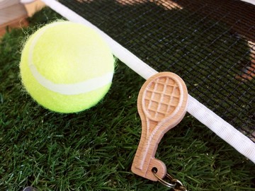 台灣加油 網球原木鑰匙圈 - 客製化刻字 -【運動系列】