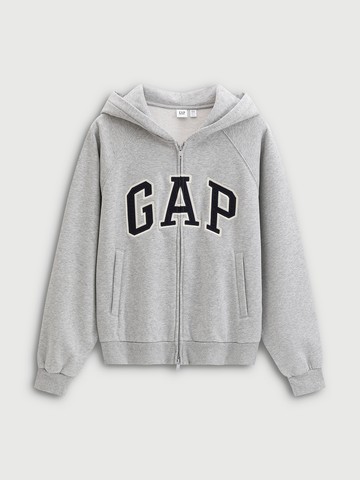 女裝 Logo刺繡刷毛連帽外套-淺灰色