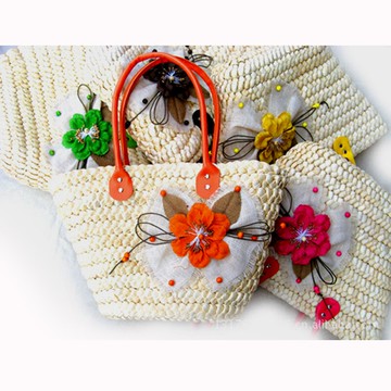 玉米皮七股辮草編包 流行款肩背大包 大號大方款