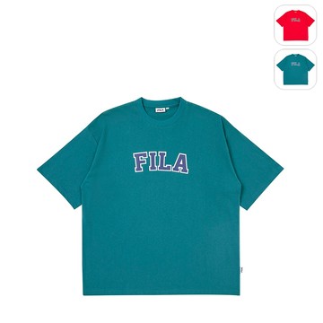 【FILA】男性 短袖 純棉圓領T恤-綠色 1TEZ-1809-GN