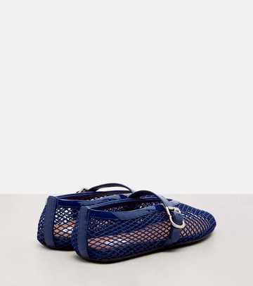 Alaïa Leather-trimmed fishnet ballet flats