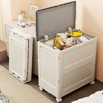 Mr.box 超大容量可折疊翻蓋防塵附輪收納櫃-附輪(玩具、運動用品、器材收納箱)