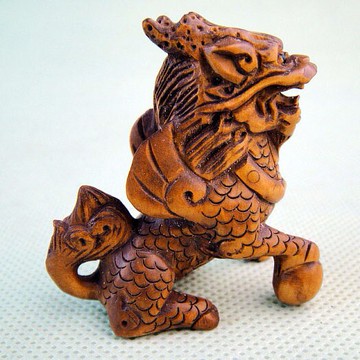 木檀世家黃楊木小雕件雕刻手玩件 飛天麒麟小擺件65元