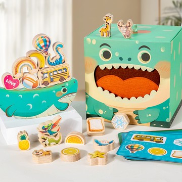 兒童益智互動桌遊遊戲 早教平衡觸感積木 精細動作形狀玩具 認知積木玩具