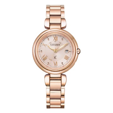 CITIZEN xC 光動能瑰麗多姿電波時計腕錶-玫瑰金