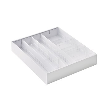 日本【YAMAZAKI】tower伸縮式隔板收納盒(白)