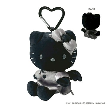 SANRIO 三麗鷗 HELLO KITTY 銀黑 天使造型吊飾 愛心釦 絨毛吊飾 /預購