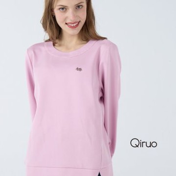 Qiruo 奇若秋冬專櫃長袖粉紅色造型T桖 1821A 休閒上衣