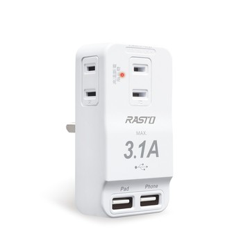 RASTO FP3 三插二埠 USB壁插