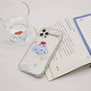整日不營業「島」小紅花譚阿梨聯名ins風透明17promax可愛禮物生日手機殼15promax蘋果硅膠16pro保護套軟殼