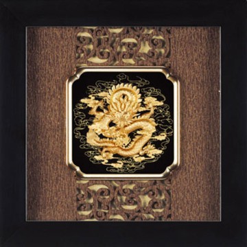 開運陶源 金箔畫 純金 *小古典中國風系列*【祥龍獻瑞】...24x24cm
