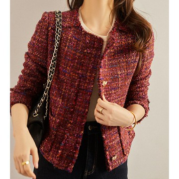 【巴黎精品】現貨+預購頂級法式毛呢外套大衣OL西裝小香風外套寬鬆秋冬大碼休閒女裝-羊毛愛心粗花呢a1lk11