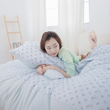 (單人)UMORFIL膠原蛋白狐狸剪花寢具組-點點藍∣三件組