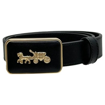 COACH 蔻馳 方形馬車LOGO皮革皮帶 13358  黑色  S