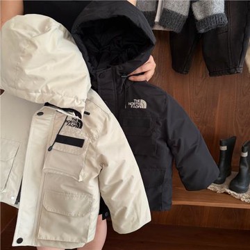 兒童羽絨服男女童加厚沖鋒衣2025冬季新款寶寶字母白鴨絨外套保暖