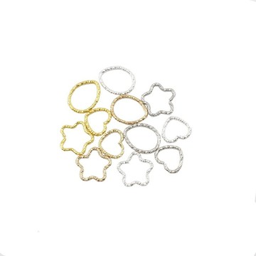 ✅精選【PS087】【50個/包】五角星扭紋圈 手工DIY飾品配件 壓花跳環星星開口環平口鐵圈