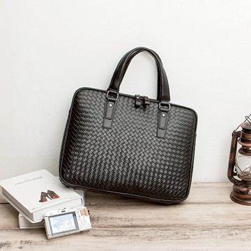 【BRAVOMART】韓版編織款手提公事包 筆電包(可放14吋筆電) 手提包 公文包 商務包 生日禮物 送禮推薦