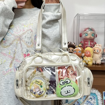 熱銷💯日係ins風輕便手提透明痛包新款可愛jk製服手提斜挎包學生二次元透明娃包遛娃斜背包 娃包小食量明星卡包 VUI6