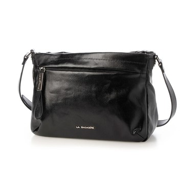 LA BAGAGERIE 亮面帆布斜背包(小/黑)