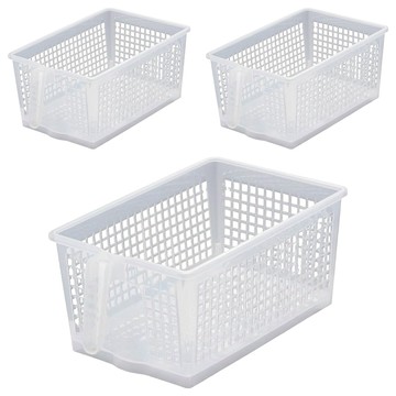 KEYWAY 聯府 櫥櫃手把深型收納籃/置物籃 3個  中(28 x 16 x 12.9cm)  透明  1組