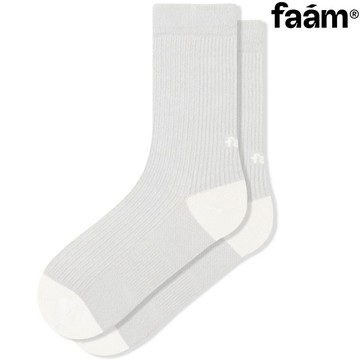 faam - NTME012-16 ESSENTIAL LIGHT 輕量素面 雙色針織 運動襪 / 中筒襪 (砂米色)