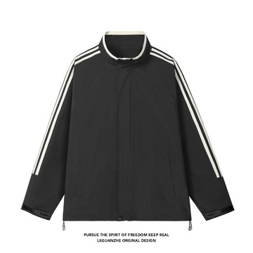 NASA春秋季新款港風大碼三道杠撞色夾克男裝百搭寬松情侶外套男士鑫弘-錦衣華服