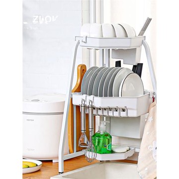 廚房水槽置物架桌面水池多層碗筷瀝水藍多功能刀架菜板三角收納架