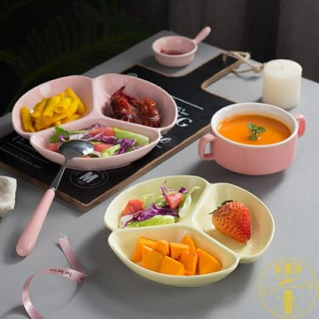 分餐盤兒童餐盤分格  陶瓷家用盤子菜盤早餐三格餐具【雲木雜貨】