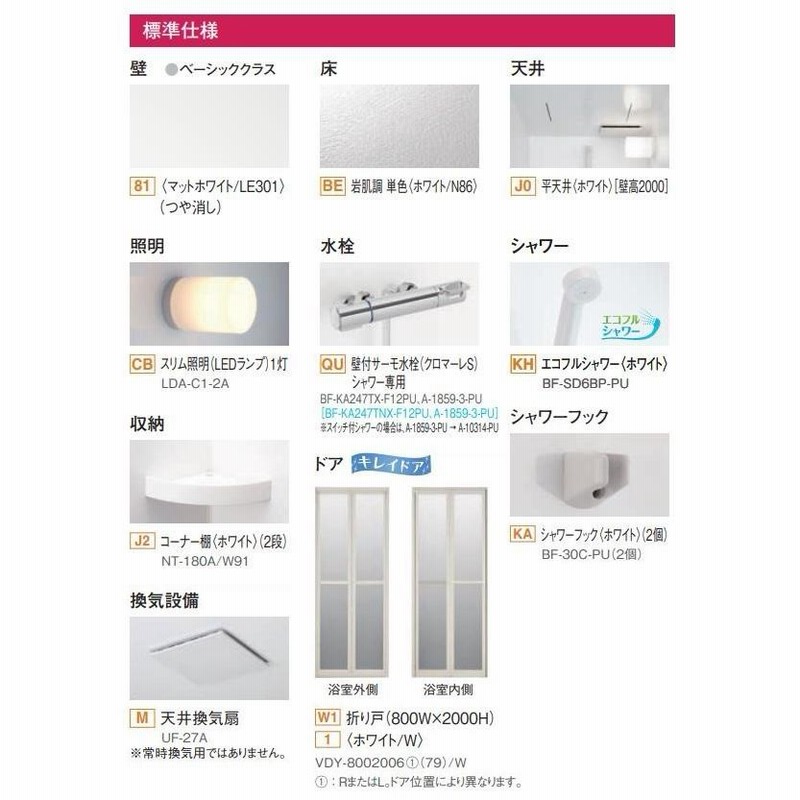 シャワーユニット0812 標準仕様 マット Lパネル SPB-0812LBEL-C+ シャワーユニット0812 標準仕様 マット Lパネル SPB-0812LBEL-C+