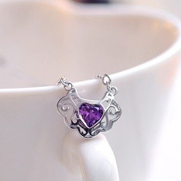 925純銀項鍊 鑲鑽吊墜-古典時尚精緻亮眼母親節情人節生日禮物女飾品2色73fy44【獨家進口】【米蘭精品】