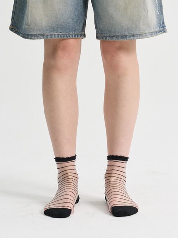 SeeThrough Stripe Socks_Black