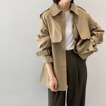 現貨簡約時尚高密繫帶風衣外套韓版【83-25-880231-21】ibella 艾貝拉