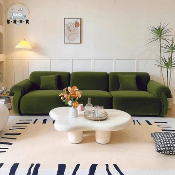 免運 公司貨 附發票 簡約直排沙髮 法式複古八爪魚沙髮客廳簡約現代墨綠色創意設計師絲絨布直排沙髮工廠現貨直銷 全館九折 售後保障 店長新品推薦 5m116