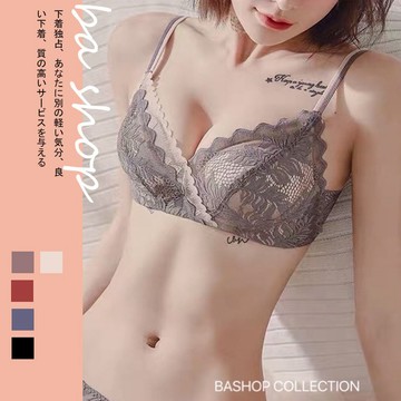 (售完不補)BAshop🍭台灣現貨🌹高端款．不規則蕾絲－莫戴爾棉．厚墊小胸無鋼圈成套內衣#M809