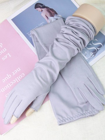 防曬手套 夏季開車防曬手套女薄款防紫外線棉加長漏兩指防滑騎行護臂袖套 【CM1997】