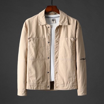 秋冬新款男士夾克外套長袖刺繡舒適棉上衣潮流時尚百搭男裝衣服J