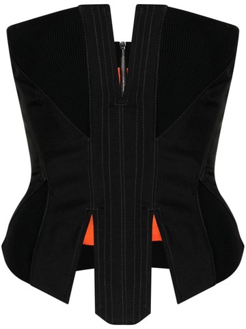 Dion Lee - cropped corset top - women - Nylon/Viscose/Polyester - 10 - Black