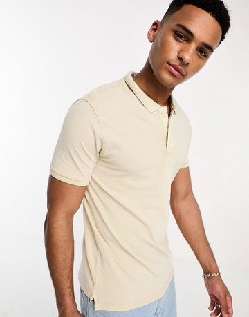 Only & Sons polo in washed beige-Neutral