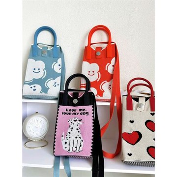 小眾設計可愛云朵針織迷你手機包百搭小巧便攜學生手提包斜挎包女