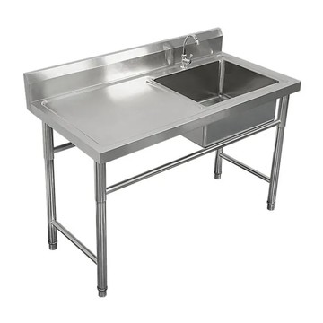 WOG 不鏽鋼商用廚房水槽 120×50×80cm 帶支架單槽 餐廳廚房洗菜洗碗洗手盆 商用不鏽鋼水池 餐廳廚房設備