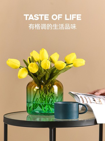 輕奢透明玻璃花瓶客廳擺件創意簡約北歐水養插花餐桌裝飾干花花器