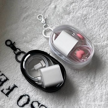 熱賣🌸數據綫充電器充電收納透明繞綫便攜隨身外出耳機收納盒手機整理 8UFN P2F4