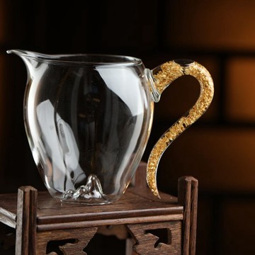 冰山玻璃公道杯高硼硅耐热加厚加粗彩把公杯分茶器均杯大容量套装