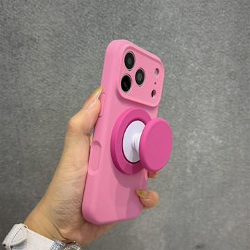 蘋果17手機殼薔薇粉氣囊支架iphone17promax內置磁吸鑽石紋16pro精孔15液態硅膠14防摔13膚感高檔