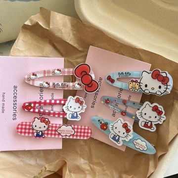 Kitty髮夾🎀 新款可愛少女心KT貓鴨嘴夾波點BB夾百搭日韓劉海側邊夾卡通頭飾女